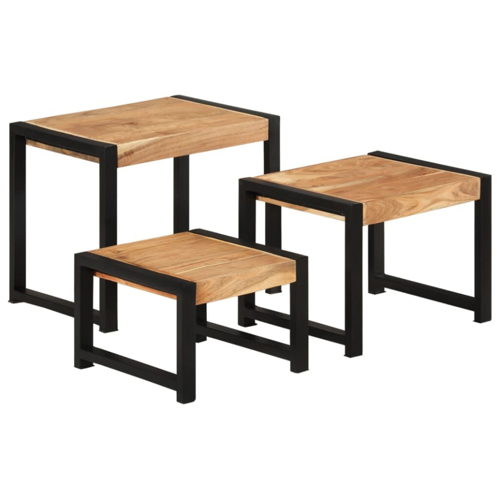 Vidaxl Nesting Tables Hallway Side Table Tea Coffee Table 3 Pcs Solid Wood
