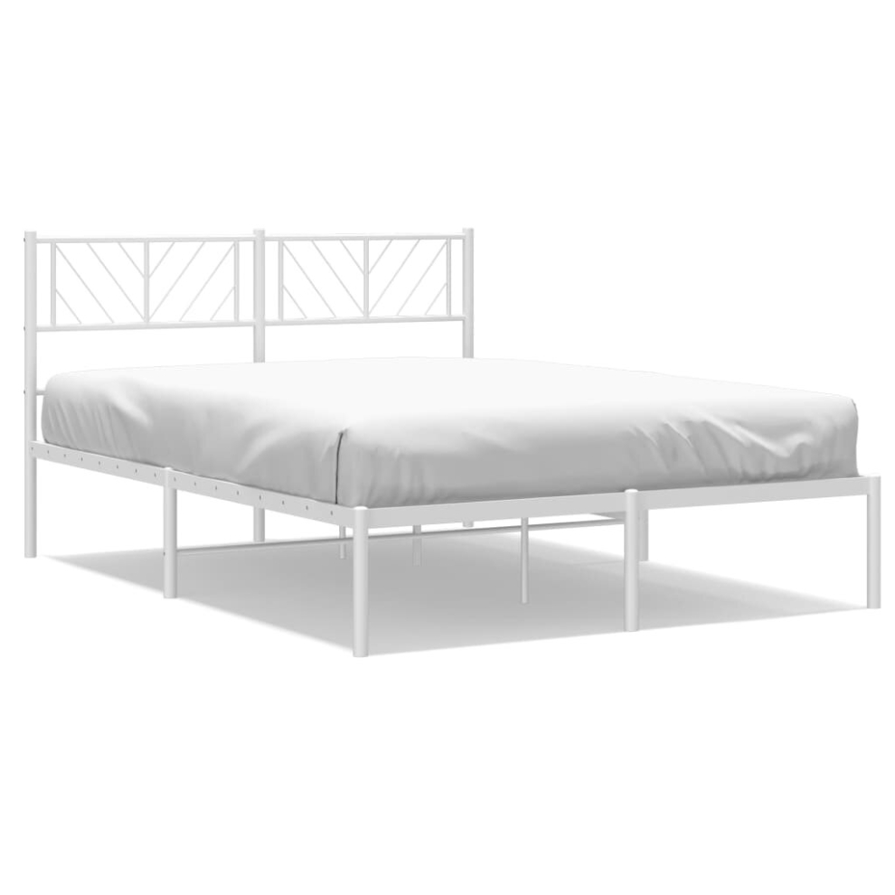 (white, 120 x 200 cm/with headboard) vidaXL Metal Bed Frame Bedroom Platform Bed Base Bedstead Mattress Foundation