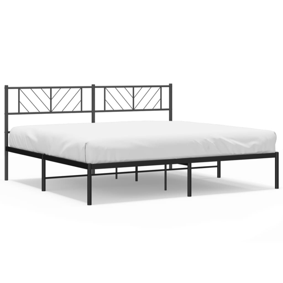 (black, 183 x 213 cm/with headboard) vidaXL Metal Bed Frame Bedroom Platform Bed Base Bedstead Mattress Foundation