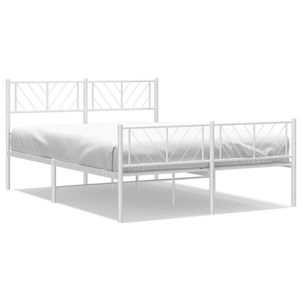 (white, 135 x 190 cm/with headboard & footboard) vidaXL Metal Bed Frame Bedroom Platform Bed Base Bedstead Mattress Foundation