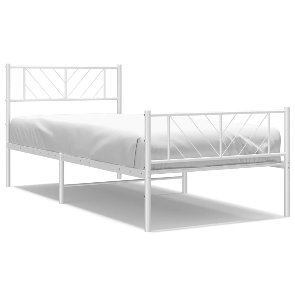 (white, 90 x 200 cm/with headboard & footboard) vidaXL Metal Bed Frame Bedroom Platform Bed Base Bedstead Mattress Foundation