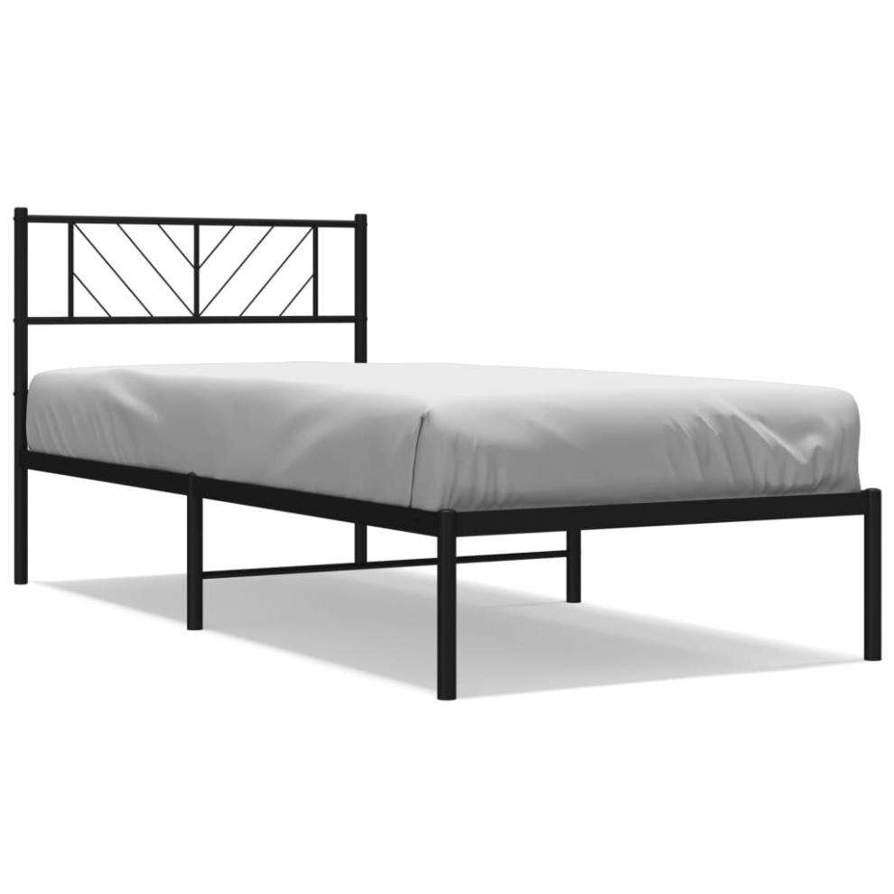Vidaxl (Black, 100 X 190 Cm/With Headboard) Metal Bed Frame Bedroom Platform Bed Base Bedstead Mattress Foundation