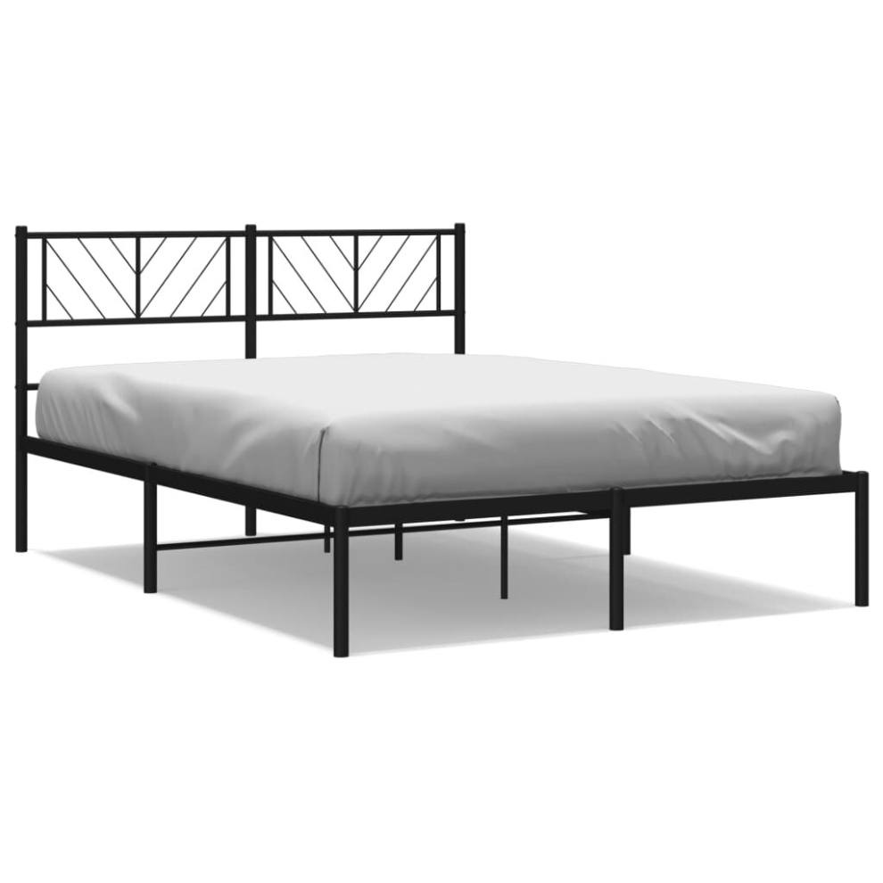 (black, 120 x 200 cm/with headboard) vidaXL Metal Bed Frame Bedroom Platform Bed Base Bedstead Mattress Foundation