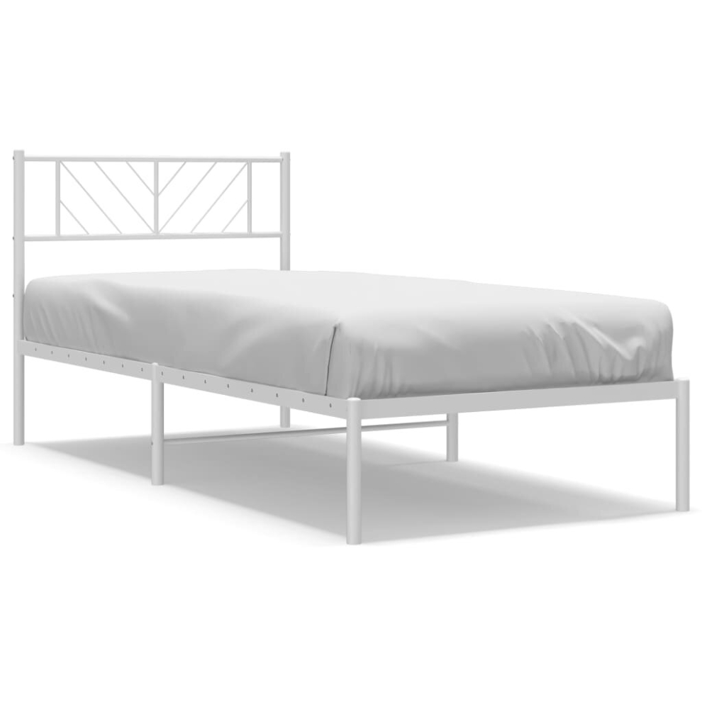 Vidaxl (White, 80 X 200 Cm/With Headboard) Metal Bed Frame Bedroom Platform Bed Base Bedstead Mattress Foundation