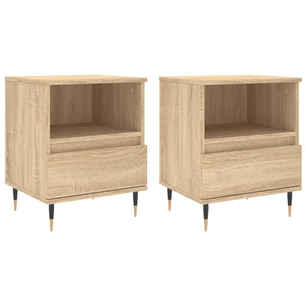 Vidaxl (Sonoma Oak, 2 Pcs) Bedside Cabinets Nightstand Side Table Bed Cabinet Engineered Wood