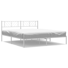 (white, 193 x 203 cm/with headboard) vidaXL Metal Bed Frame Bedroom Platform Bed Base Bedstead Mattress Foundation