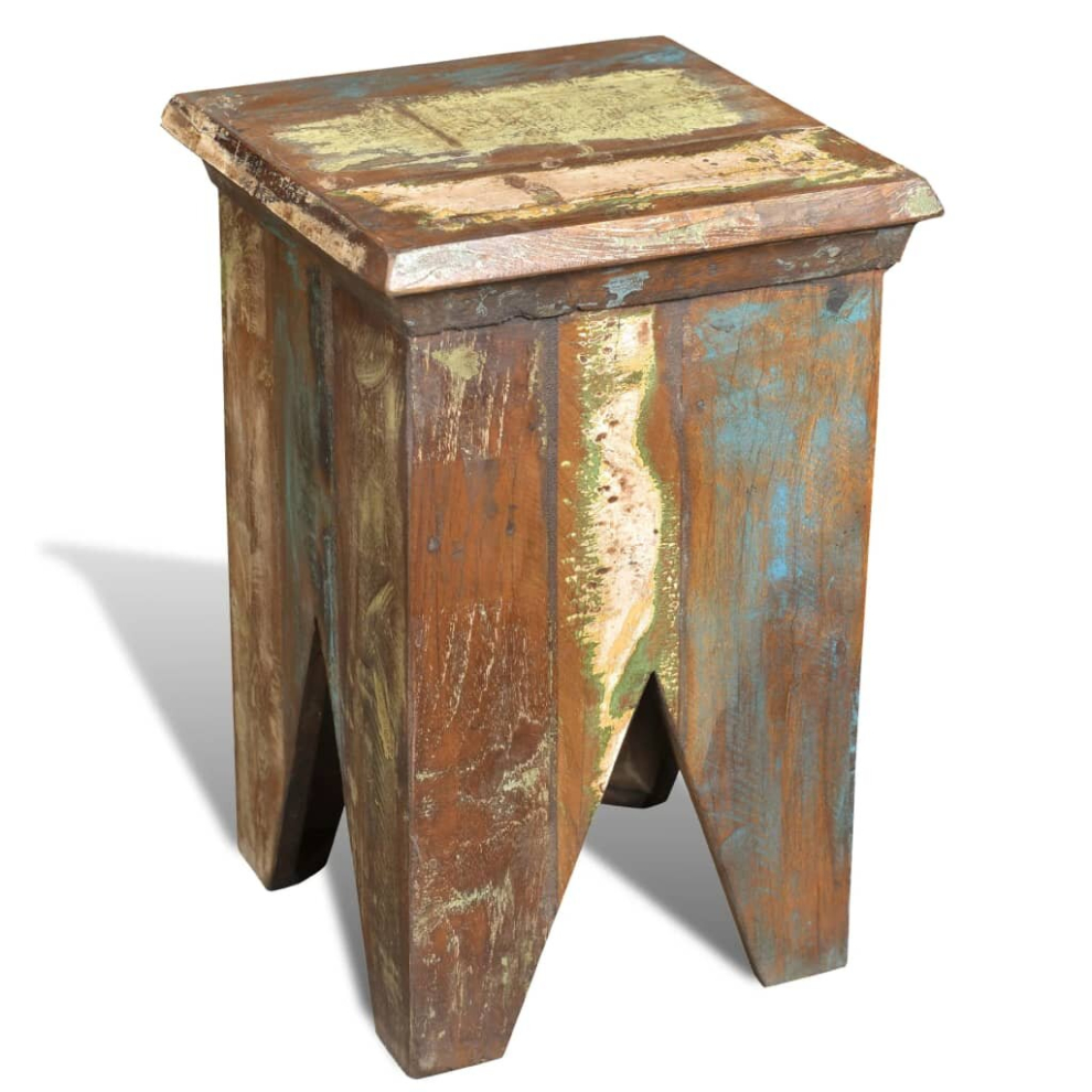 Reclaimed Home Furniture Vintage Wood Short Chair Stool Taboret Multicolour