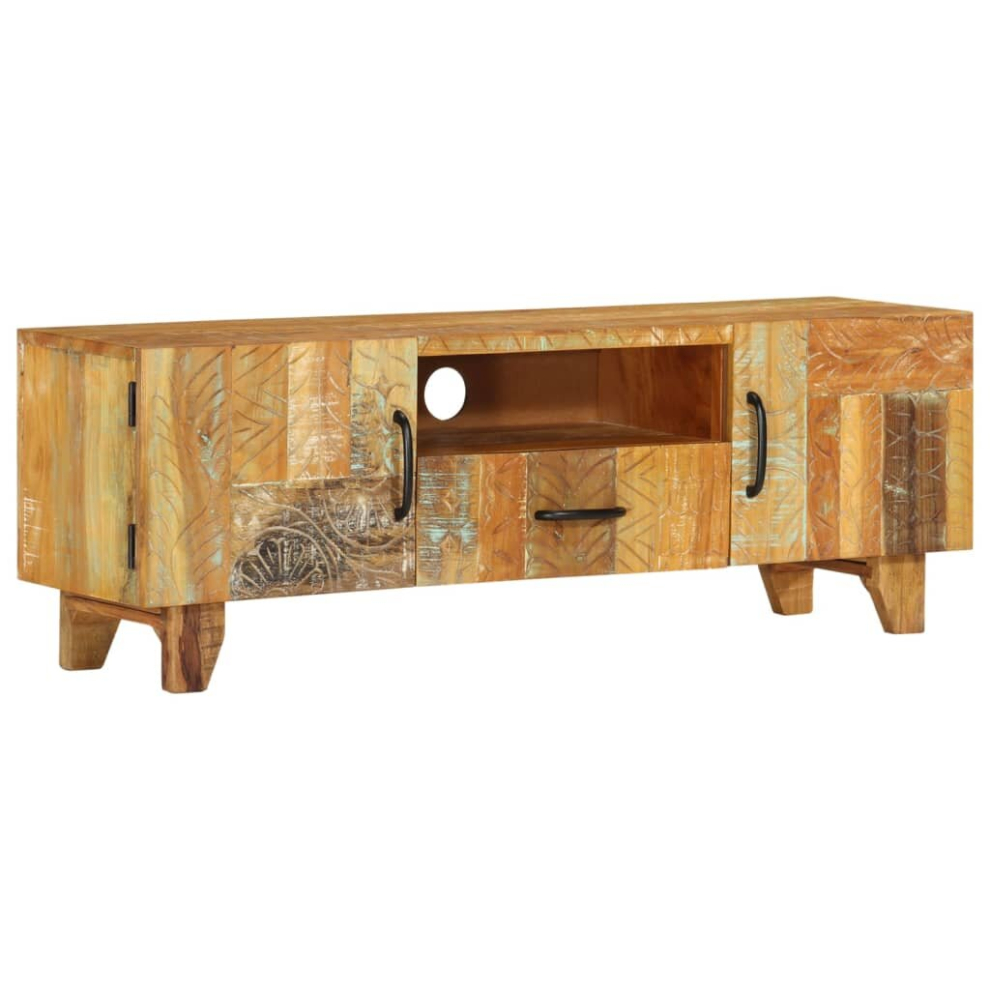 vidaXL Hand Carved TV Cabinet 120x30x40cm Solid Reclaimed Wood HiFi Stand Unit