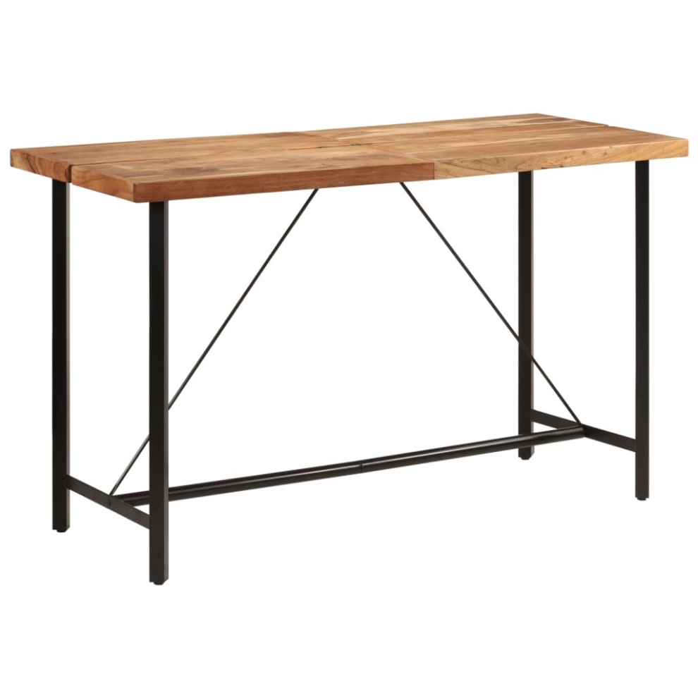 vidaXL Bar Table Kitchen Coffee Table Side Table Solid Wood Acacia And Iron