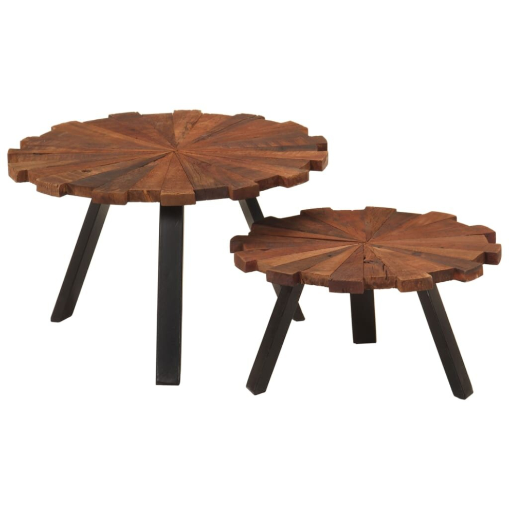 Vidaxl Coffee Tables Side Table Sofa Table 2 Pcs Solid Wood Reclaimed And Iron