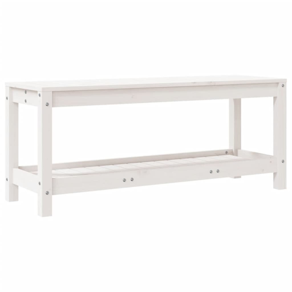 Vidaxl (White Pine, 108 X 35 X 45 Cm) Garden Bench Park Deck Wooden Bench Outdoor Bench Seat Solid Wood Pine