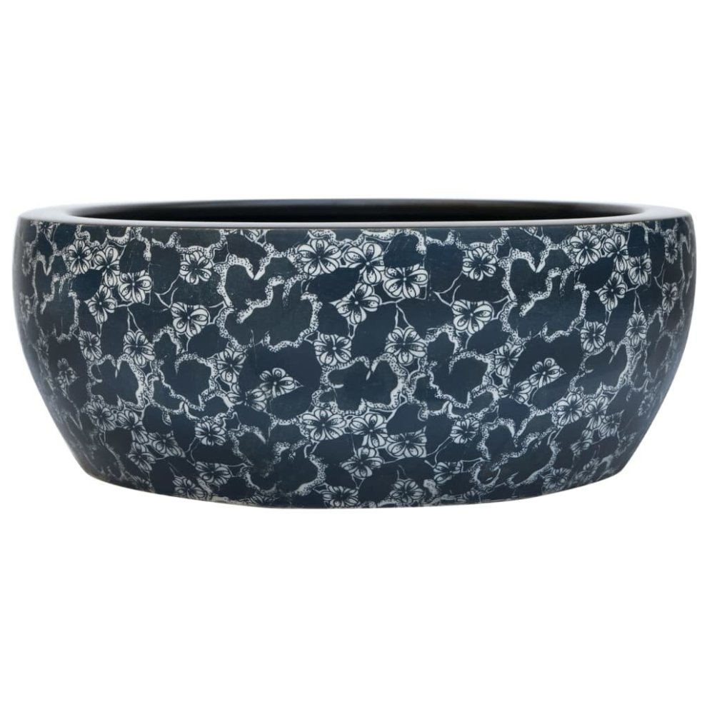 Vidaxl (Dark Blue) Countertop Basin Bathroom Sink Wash Basin Vessel Sink Round Ceramic