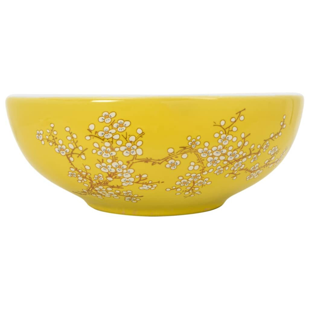 Vidaxl (Yellow) Countertop Basin Bathroom Sink Wash Basin Vessel Sink Round Ceramic Yellow