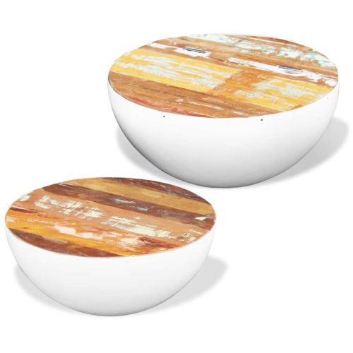 VidaXL (white) vidaXL Two Piece Bowl Shaped Coffee Table Set Solid Reclaimed Wood 2 Colours 2
