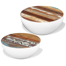 (white) vidaXL Two Piece Bowl Shaped Coffee Table Set Solid Reclaimed Wood 2 Colours