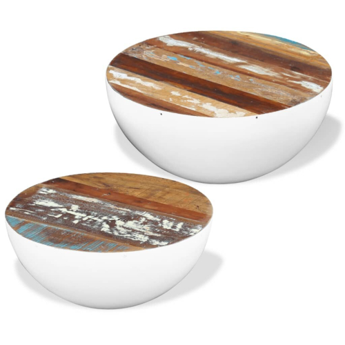 VidaXL (white) vidaXL Two Piece Bowl Shaped Coffee Table Set Solid Reclaimed Wood 2 Colours