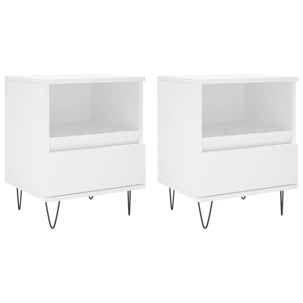 (white, 2 pcs) vidaXL Bedside Cabinets Nightstand Side Table Bed Cabinet Engineered Wood