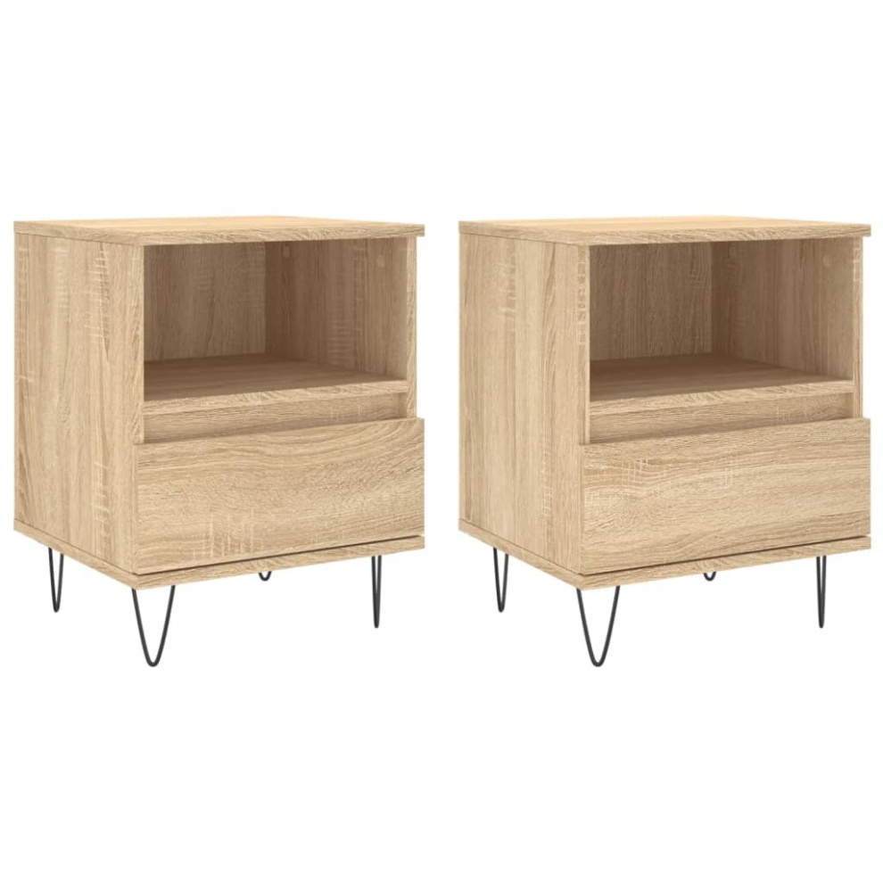 (sonoma oak, 2 pcs) vidaXL Bedside Cabinets Nightstand Side Table Bed Cabinet Engineered Wood