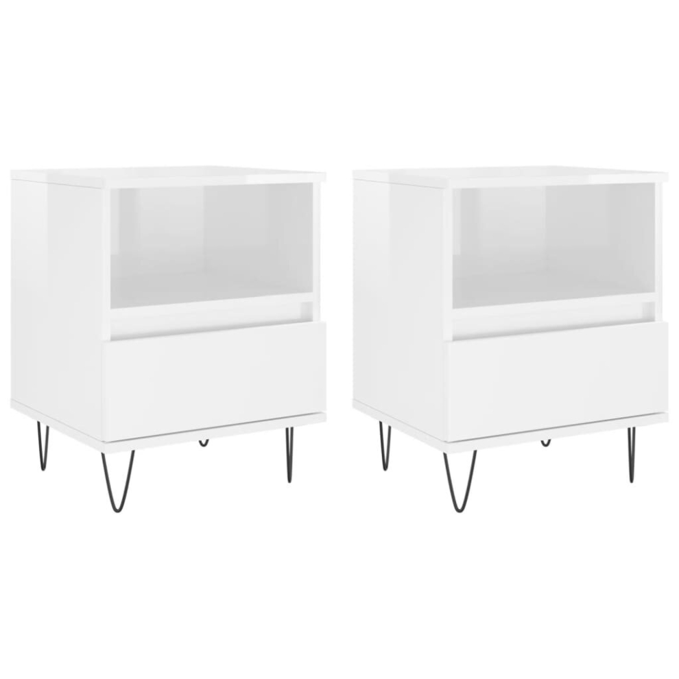 (high gloss white, 2 pcs) vidaXL Bedside Cabinets Nightstand Side Table Bed Cabinet Engineered Wood