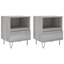 (grey sonoma, 2 pcs) vidaXL Bedside Cabinets Nightstand Side Table Bed Cabinet Engineered Wood