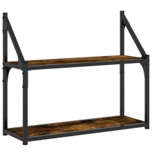 (smoked oak, 60 x 21 x 51 cm) vidaXL 3-Tier Wall Shelf Floating Shelf Wall Mounted Shelf Engineered Wood