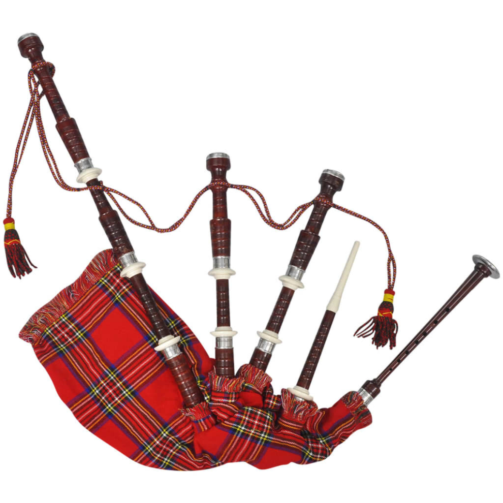 (red) Scottish Great Highland Bagpipe Set Wind Instrument Sheesham Rosewood 2 Colours