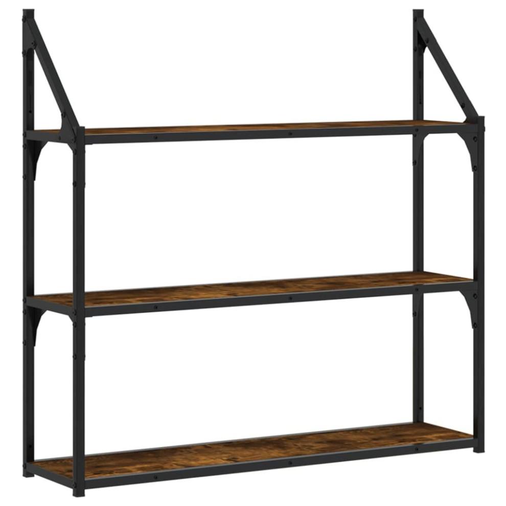 Vidaxl (Smoked Oak, 80 X 21 X 78.5 Cm) 3-Tier Wall Shelf Floating Shelf Wall Mounted Shelf Engineered Wood