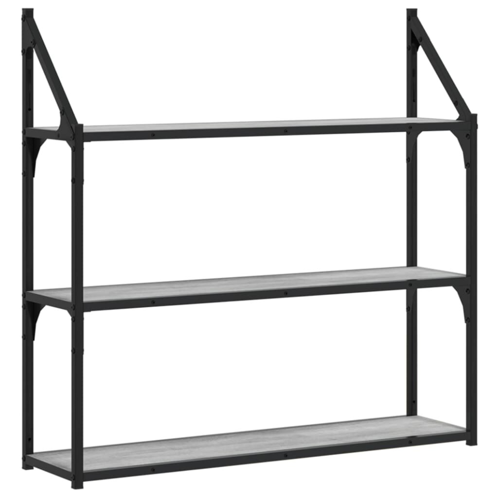 Vidaxl ( Sonoma, 80 X 21 X 78.5 Cm) 3-Tier Wall Shelf Floating Shelf Wall Mounted Shelf Engineered Wood Grey