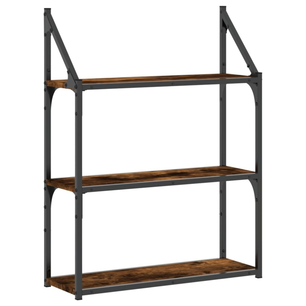 Vidaxl (Smoked Oak, 60 X 21 X 78.5 Cm) 3-Tier Wall Shelf Floating Shelf Wall Mounted Shelf Engineered Wood