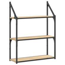 (sonoma oak, 60 x 21 x 78.5 cm) vidaXL 3-Tier Wall Shelf Floating Shelf Wall Mounted Shelf Engineered Wood