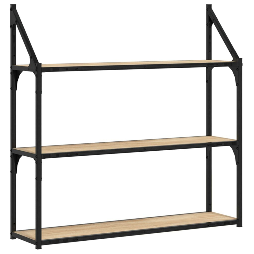 Vidaxl (Sonoma Oak, 80 X 21 X 78.5 Cm) 3-Tier Wall Shelf Floating Shelf Wall Mounted Shelf Engineered Wood