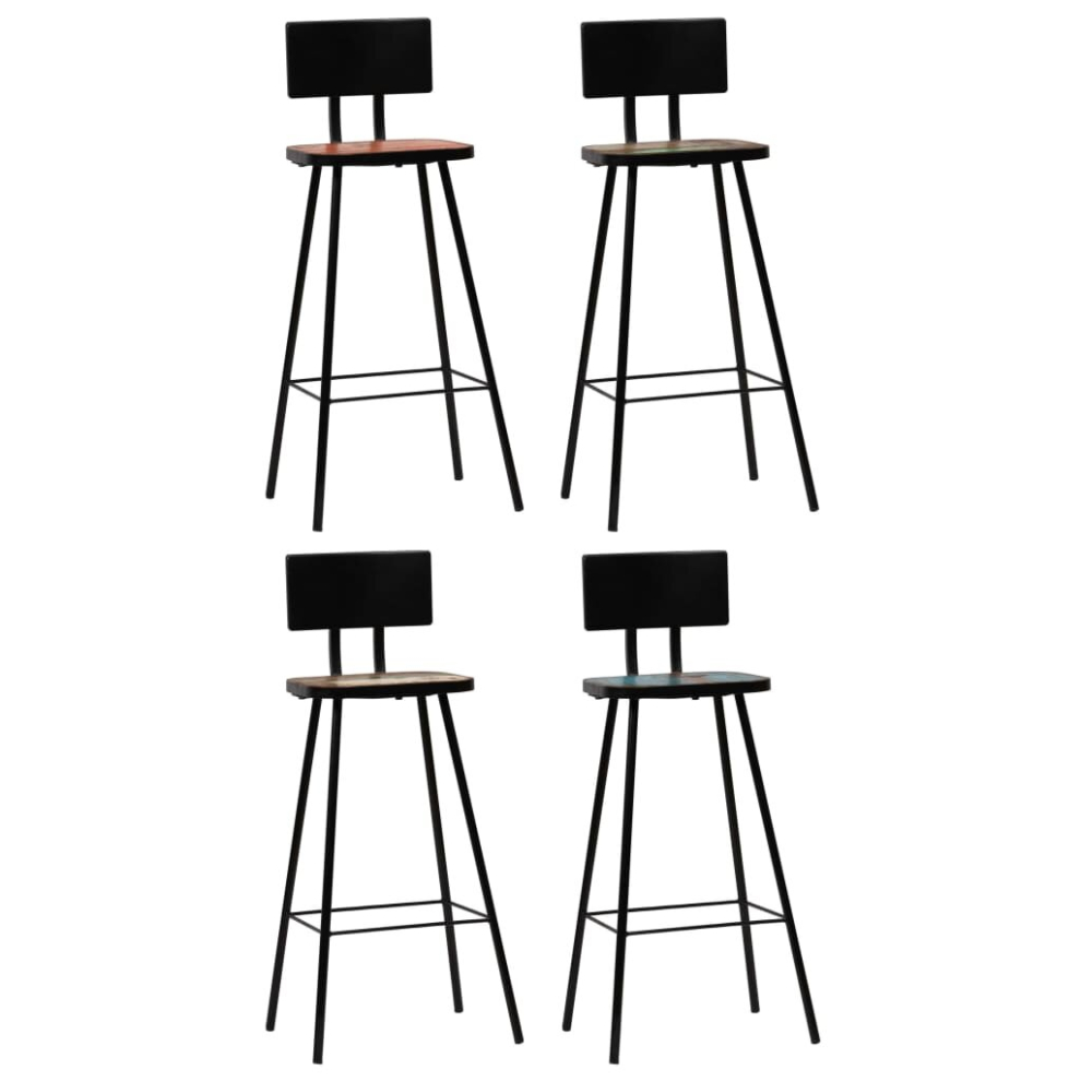 Vidaxl (4 Pcs) Bar Chairs Kitchen Seat Counter Stool Multicolour Solid Reclaimed Wood