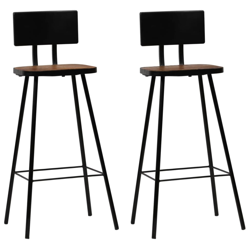 Vidaxl (2 Pcs) Bar Chairs Kitchen Seat Counter Stool Dark Solid Reclaimed Wood Brown