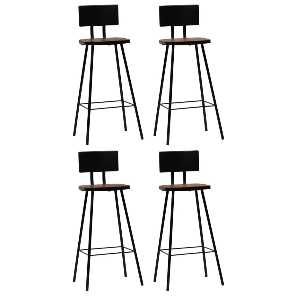 Vidaxl (4 Pcs) Bar Chairs Kitchen Seat Counter Stool Dark Solid Reclaimed Wood Brown