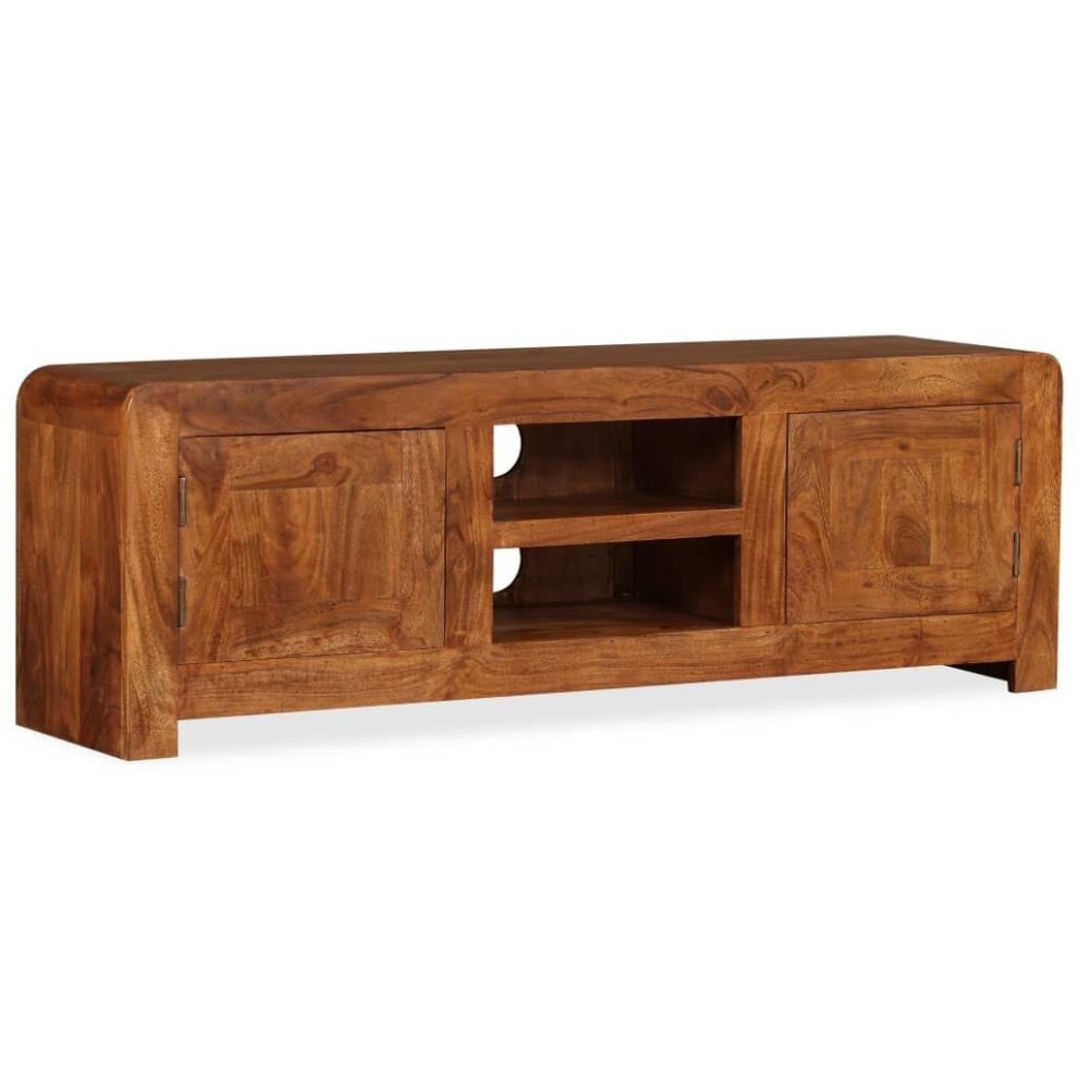 Vidaxl Solid Wood Tv Cabinet With Honey Finish 120X30x40 Cm Wooden Tv Stand