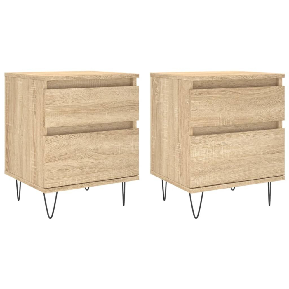 Vidaxl (Sonoma Oak, 2 Pcs) Bedside Cabinets Nightstand Side Table Bed Cabinet Engineered Wood