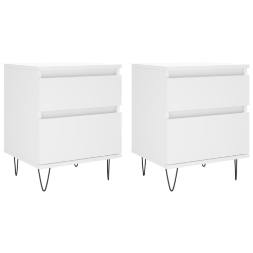 VidaXL (white, 2 pcs) vidaXL Bedside Cabinets Nightstand Side Table Bed Cabinet Engineered Wood 1