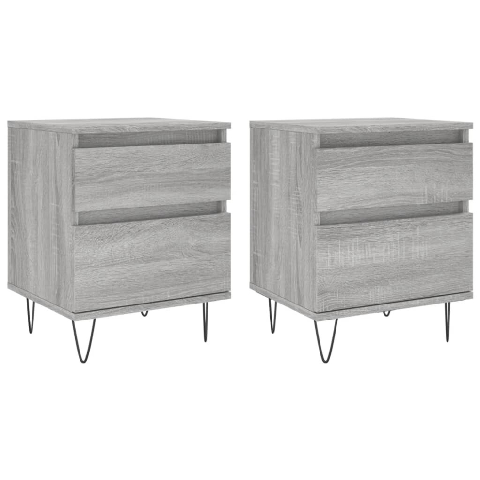 Vidaxl (Grey Sonoma, 2 Pcs) Bedside Cabinets Nightstand Side Table Bed Cabinet Engineered Wood