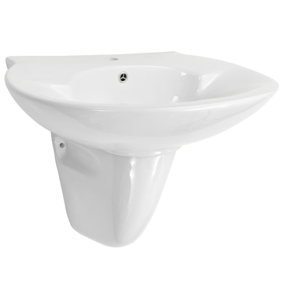 vidaXL Wall-mounted Basin Bathroom Sink Vessel Sink Washbasin Ceramic White