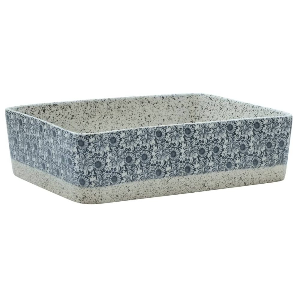 Vidaxl ( And Blue) Countertop Basin Bathroom Sink Vessel Multicolour Rectangular Ceramic Grey/Blue