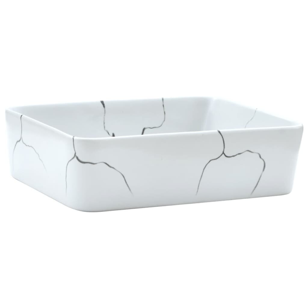 Vidaxl (White) Countertop Basin Bathroom Sink Vessel Multicolour Rectangular Ceramic White