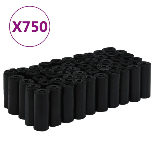 vidaXL Black Dog Poop Bags, 750-Count Unscented Leak-Proof PE, 30 x 20 cm – Multi-Pet Use