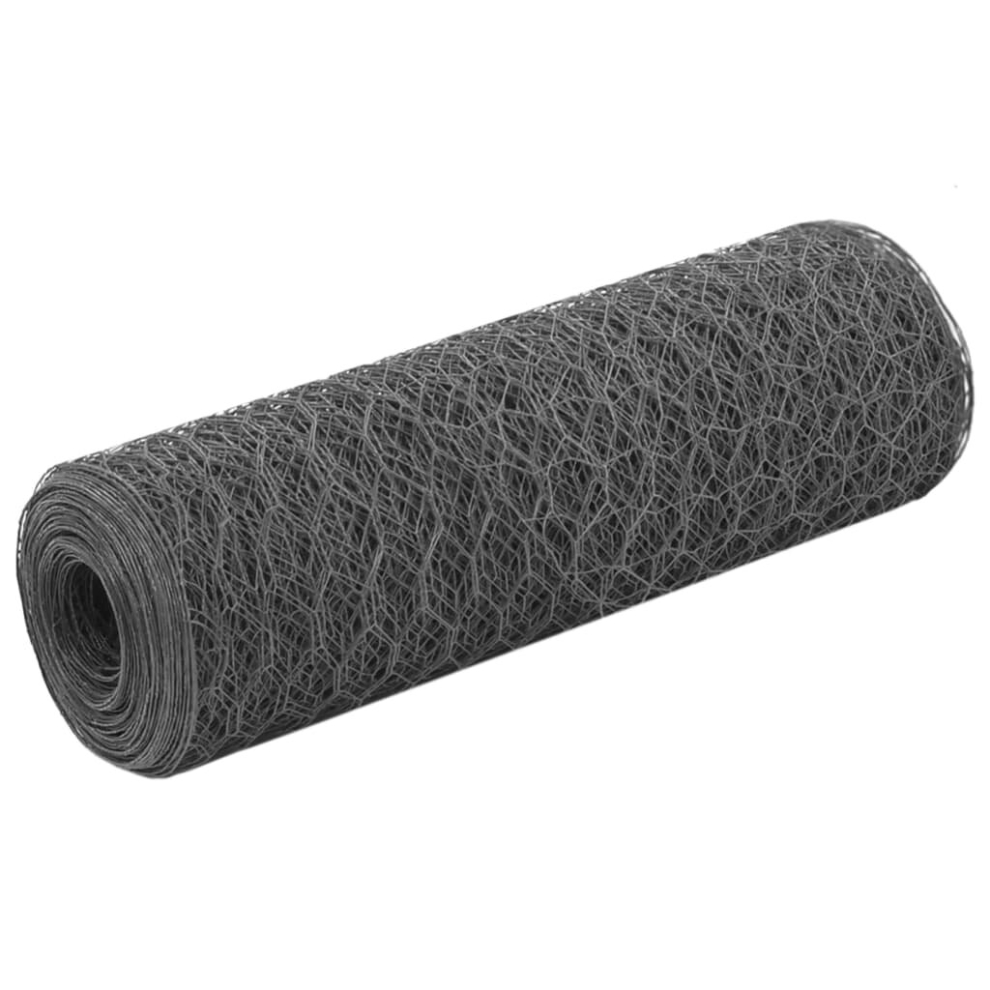 (grey, 0.5 m) vidaXL Chicken Wire Fence with PVC Coating Wire Mesh Roll Wire Fencing Net