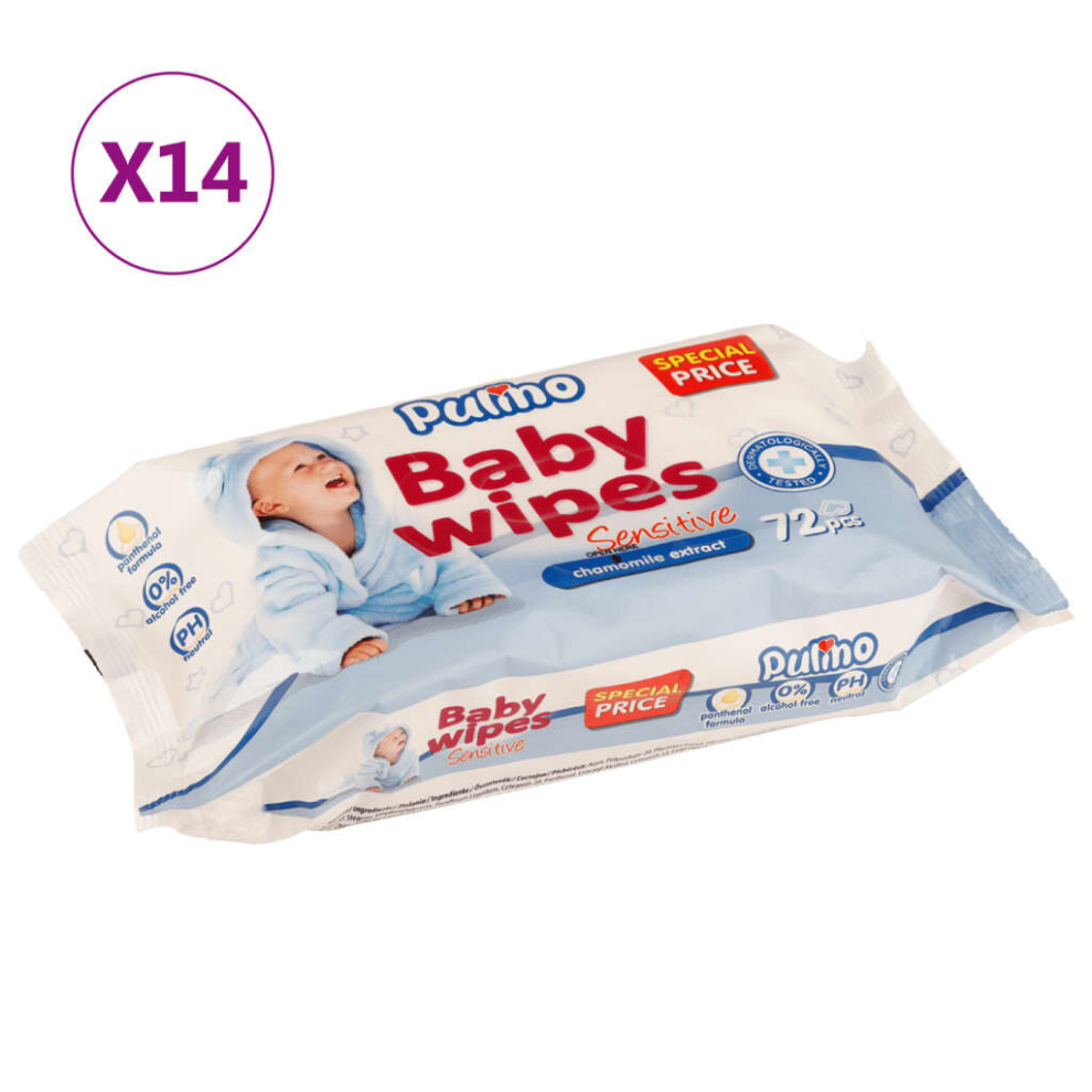 vidaXL Baby Wipes Unscented for Sensitive Skin Water Wipe 14 Packs 1008 Wipes