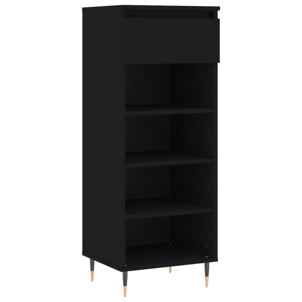 Vidaxl (Black) Shoe Cabinet Shoe Cupboard Shoe Storage Rack Shelf Engineered Wood