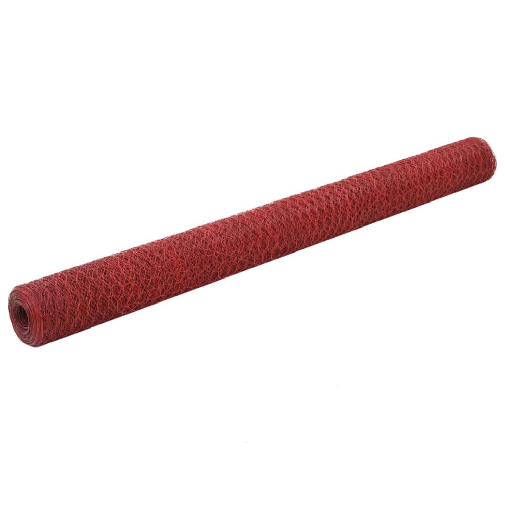(red, 1.5 m) vidaXL Chicken Wire Fence with PVC Coating Wire Mesh Roll Wire Fencing Net