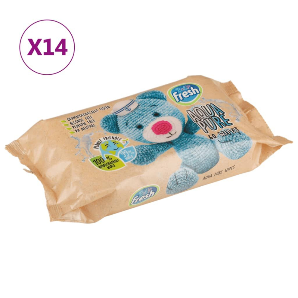 vidaXL Baby Wipes Unscented for Sensitive Skin Water Wipe 14 Packs 840 Wipes