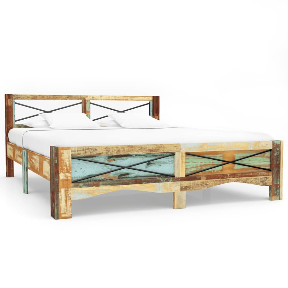 Vidaxl (140 X 200 Cm) Bed Frame Mattress Foundation Bed Base Bedstead Solid Reclaimed Wood