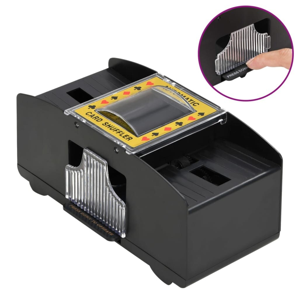 vidaXL Automatic Card Shuffler Electric Shuffler Card Dealer Black 2 Decks