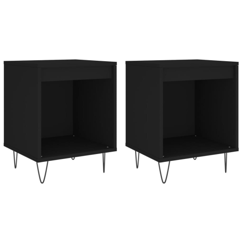 VidaXL (black, 2 pcs) vidaXL Bedside Cabinets Nightstand Side Table Bed Cabinet Engineered Wood
